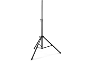 Vonyx LS04 Trípode par Altavoz de construcción metálica con Altura Regulable de 136 cm a 2 Metros, Carga máxima de 80 Kg, Patas Plegables y estables, Tubo de 35mm de diámetro, Color Negro