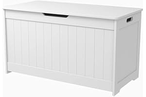 LUEBEL Wooden Large Children Kids Storage Bench Toy Chest -White Storage Space Toy Box Chest Ottoman Bench Foot Rest Seat for Bedroom and Living Room, 80.2 x 40 x 44.5 (White)
