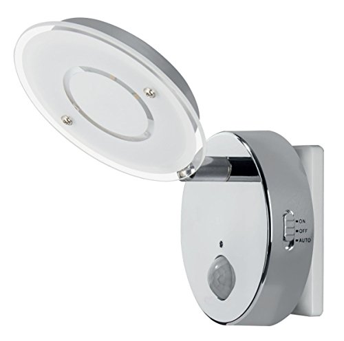 Trango TG2635-018 (Chrom) LED Nachtlicht mit Automatikfunktion direkt 230V mit Bewegungssensor