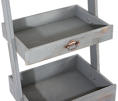 Regal Standregal Pflanzregal Blumenständer, 169x43x32cm, Shabby-Look, Vintage ~ grau - 5