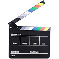 E-image Professional Black Clapper Board with Colorful Stripe Slate for Film Video Movie Film Shooting (ECB-02)