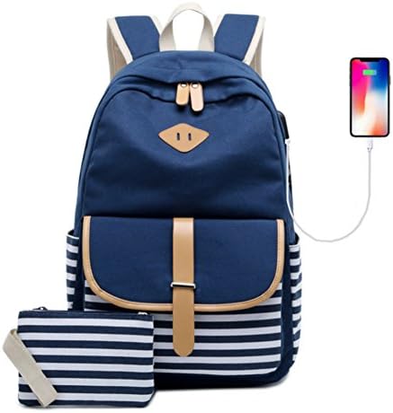Women Canvas Backpack, Cute Canvas School Backpack Bookbag Laptop Bag Travel Daypack for Teenager Girls