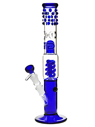 Grace Glass Bong Percolator mit Eiskerben blau 38 cm - head&nature Bong-Kollektion