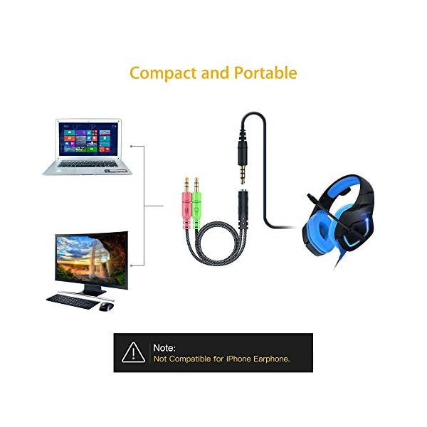 MillSO Jack de 3,5 mm audio y cable adaptador 1 x 3,5 mm 4 Posición hembra 2 x 3,5 mm 3 Posición Conector para PS4 PC… - Image 4