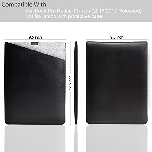 WALNEW 13 MacBook Pro 13 Zoll  A1706 A1708  Ver  ffentlicht in 2016 2017  Schutzh  lle  H  lle Sleeve Case  Cover  mit Zwei-Taschen-Design mit Gesch  