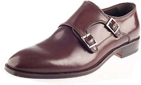 Men's JOHN WHITE Ripon Double Monk Calf Leather Shoes in Black and Brown (10 UK, Brown)