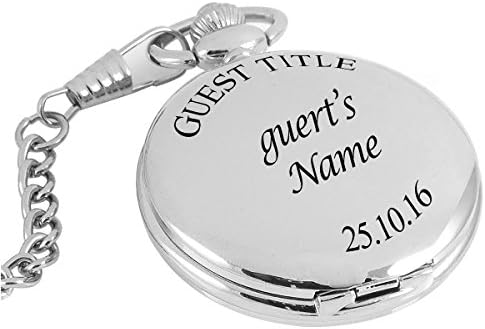 Free engraving,Personalised Engraved Retro Silver Finish Pocket Watch, Chain and Box ,Perfect for Groom, Best Man, Father, Wedding Favour, Valentine's Day, Birthday