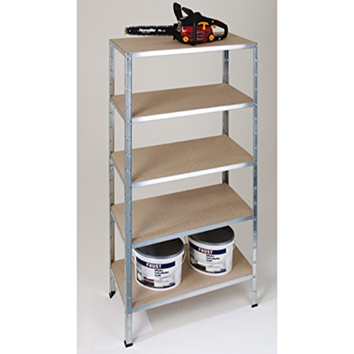 Schwerlastregal Regal Steckregal 180x90x40cm Metall verzinkt Regalsystem Steckregalsystem 5 Holz-Böden Traglast 1250kg einfache Montage durch Stecksystem kein Verschrauben Schulte - 2