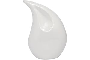 Royal Rapture Cremation Urn for Ashes Human Adult Memorial Funeral Teardrop 8" and 12" Height (8", White)