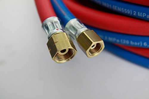 Autogenschlauch für Sauerstoff und Acetylen Gas Zwillingsschlauch 6,3×6,3 Länge 5 Meter montiert Neu - 2