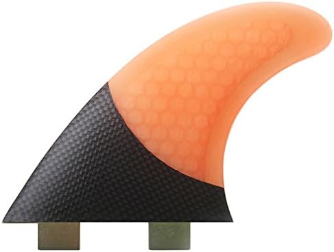 FCS Compatible M5 G5 Template Carbon & HexCore Fibre Glass Surfboard Fin 3 Fin Set - Orange