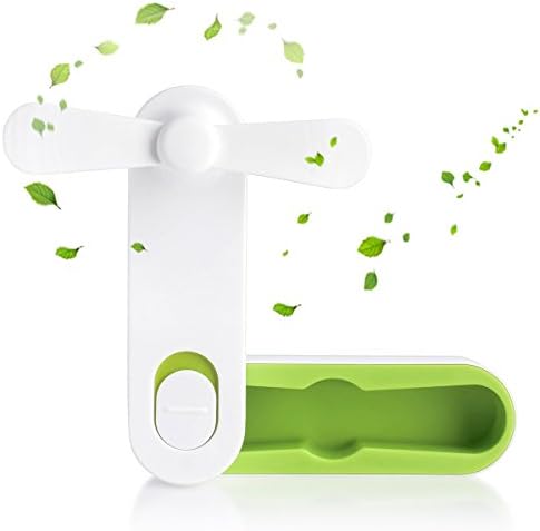 Miok Handheld Rechargeable Fans, Mini Portable Outdoor Fan for Home and Travel-Green (Green)