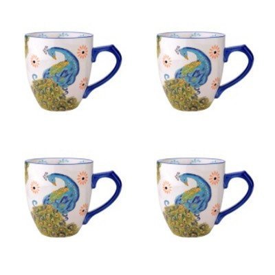 Dutch Wax 14 oz. Grace's Tea Ware Mug Set Peacock 4 Piece Set (Set of 4) by Grace's Teaware