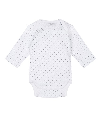 Sense Organics Unisex Baby yvon Long Sleeve Starred Bodysuit, White, 0-3 Months