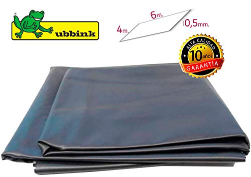 Ubbink 1331169 Lámina para estaques Cortada en rectángulo de 6 x 4 m. Liner 0,5 mm. de Grosor, Negro