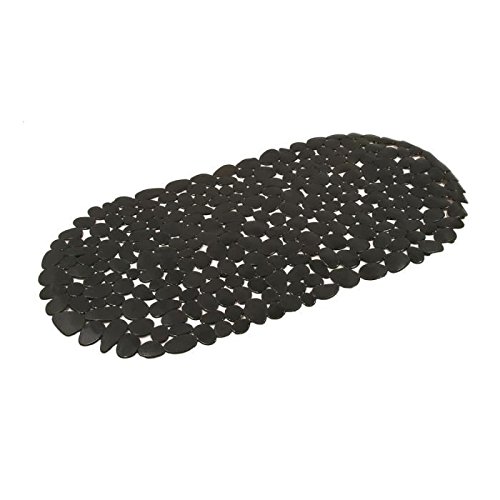 Frandis 195110 BADEWANNENEINLAGE Antirutschmatte KIESEL-Form aus PVC, 67 x 35 cm, Schwarz