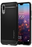 Spigen Cover Huawei P20, [Rugged Armor] Impressionante Black [Design Meccanica Durevole] Massima Protezione Da Cadute e Urti - TPU silicone Custodia Cover Huawei P20 (2018)
