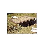  Forja Hispalense Mesa de jardín Marbella - Amarillo 50, Pie de Mesa con Tapa de Cristal