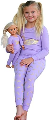 Girlslovedolls Matching Girl Doll Gorgeous Perfect Size Pajamas Dress Girls Gift American Kid Fashion Dolls Baby Doll (Purple Swan, 10)