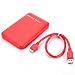 Produktbild Luerme USB 3,0 Externe Festplatte Disk Gehäuse Fall für 9,5 mm 7 mm 2,5 Zoll SATA HDD und SSD, Geschwindigkeit bis zu 6 Gbit/s, Tool Free Support UASP und 3 TB Laufwerke (Rot)