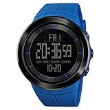 JIHUIA Draussen Digital Sport sehen, Wasserdicht Elektronisch Multifunktional mit Alarm Timer Countdown Militär Geschäft Kleid Klassik Analog Uhren,Blue