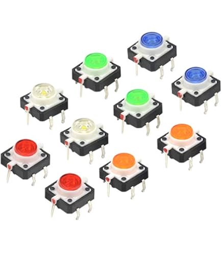 WMYCONGCONG 72 Pulsanti Micro Interruttori Tattili 6x6x9mm + Cappucci Colorati Assortiti, Per Arduino E Progetti Elettronici