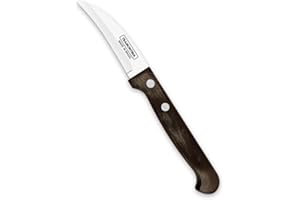 Tramontina Cuchillo pelador de 7,5 cm, acero inoxidable, mango de madera, apto para lavavajillas