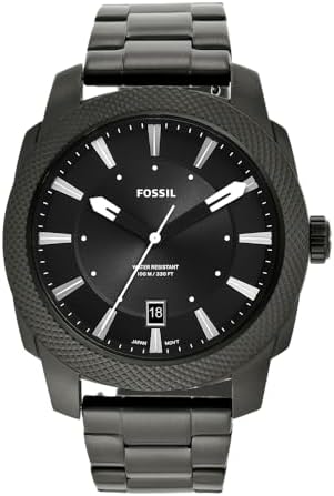 Fossil Orologio Analogico al Quarzo da Uomo con Cinturino in Acciaio Inossidabile FS5970, Nero e grigio scuro
