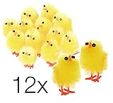 holz deko ostern selber machen 12x Osterküken Küken Deko Dekoration für Ostern Osterdeko Osterdekoration Chenille für Korb Osterkörbchen Nest Kinder