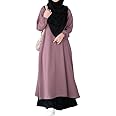 Muslim Closet Two Pieces Abaya Dress with Elasticated Sleeves made with Nida Matte Fabric - Knee length Burqa for Women and Girls
