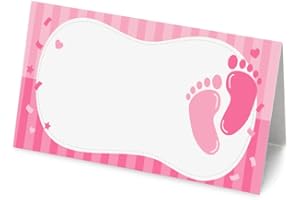 KIRSTEN MCMILLAN 50 Baby Shower Name Place Cards (Pack of 50) 8cm by 4cm Table Cards Name Place Cards for Parties Weddings Party Decoration (Pink)