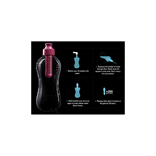Bobble Trinkflasche 385ml Blau Aktivkohle Filter Trinkwasser sauber reinigen BPA frei - 3