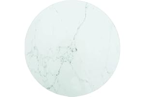vidaXL Tempered Glass Table Top, Ø30x0.8 cm, Marble Design, Round, Versatile Use for Dining and Coffee Tables, White, Durable and Easy Clean