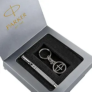 Parker Vector Gift Set - Parker Roller Ball Pen with Parker Round Key Chain (Ink - Blue)
