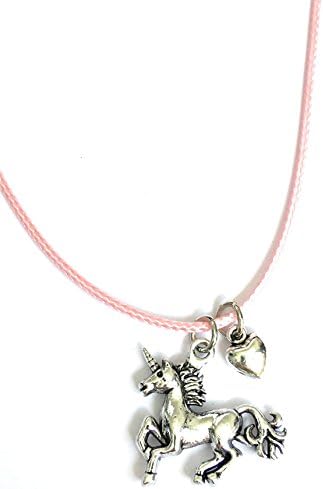 Fizzy Button Gifts Pink unicorn and heart charm necklace, filled birthday party gift bag