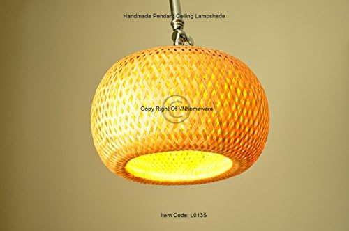 Handmade Rattan Lampshade, Pendant Or Table Shade, Pumpkin Shape, Natural Wood Colour, Small, L013S