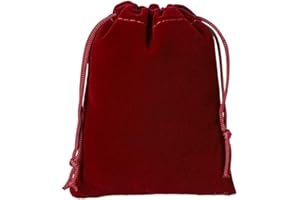 JUFO 12 Pieces Velvet Jewellery Pouches, Multi-Size Drawstring Gift Bags for Jewelry, ID Cards, Passports, Wedding, Party, and Anniversary Packaging(Dark Red, 7x9cm-2.8"x3.5")