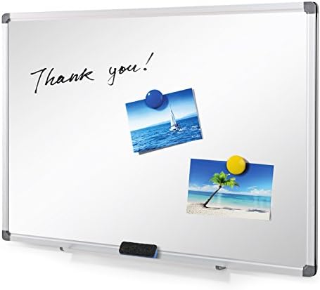 SwanSea Whiteboard Dry wipe Magnetic Board with Pen Tray and Aluminium Frame 60x45cm (WxH)