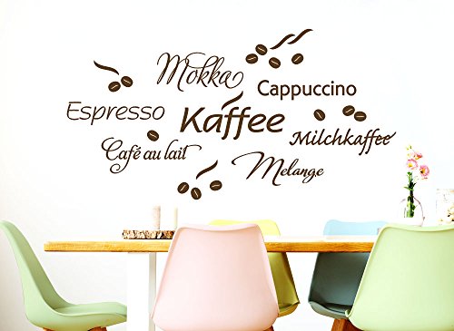 Grandora 1075W Wandtattoo Kaffee Cappuccino Espresso Milchkaffee Küche schwarz - 3