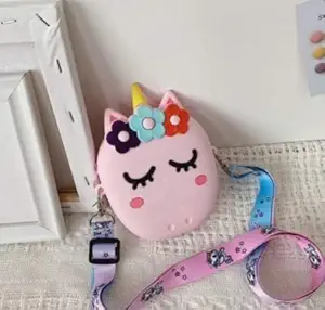 ExcluZiva Gallery 3D Silicon Cute Unicorn Sling Bag Mini Coin Purse Cosmetic Stationery Money Earphones Mobile Accessories Bag Crossbody Bag Girls Pouch Gift for Kids Teenagers & Women (Random Color)