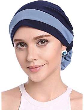 YI HENG MEI Frauen Elegante Strench Blüte Block Farbe Muslim Turban Chemo Krebs Cap