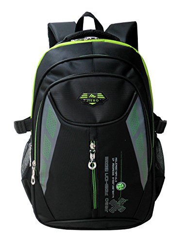 Student school bags Backpacks for boys Bookbag for Kids Durable Travel Camping Backpack Black and Green