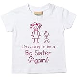 I'm Going To Be A Big Sister Again White Tshirt Baby Toddler Kids Available in Sizes 0-6 Months to 14-15 Years New Baby Sister Gift