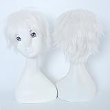 S-noilite® Unisex Kostüm Perücke Kurz Party Cosplay wig Kostueme Glatt Haar Perücken Wigs Damen Mann - Blond weiß