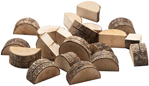 20 Pack Rustic Real Wood Base Wedding Table Name Number Holder Party Decoration Card Holders Picture Memo Clip Note Photo Clip Holder (#1)