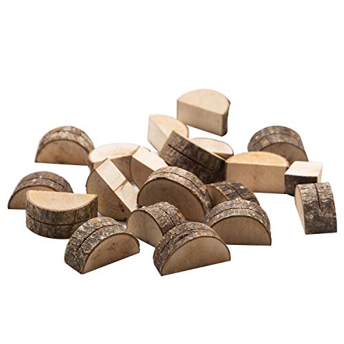 20 Pack Rustic Real Wood Base Wedding Table Name Number Holder Party Decoration Card Holders Picture Memo Clip Note Photo Clip Holder (#1)