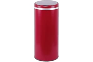 KITCHEN MOVE Poubelle de cuisine automatique 42L SOHO Rouge mat en acier INOX avec cerclage