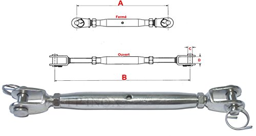 Ridoir M10 Chape Terminaison Chape 195 mm inox 316 - A4