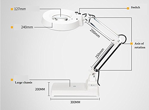 High - power desktop magnifying glass with led light high-definition white glass 20 times the old man reading sculpture maintenance desk lamp