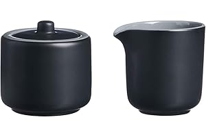 Ritzenhoff & Breker Set latte e zucchero Jasper, nero, bricco per latte e zuccheriera in ceramica, lato esterno con smalto opaco e morbido al tatto